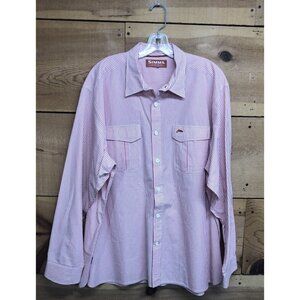 SIMMS Fishing Products Long Sleeve Button Down Shirt Mens Size XL Casual Orange